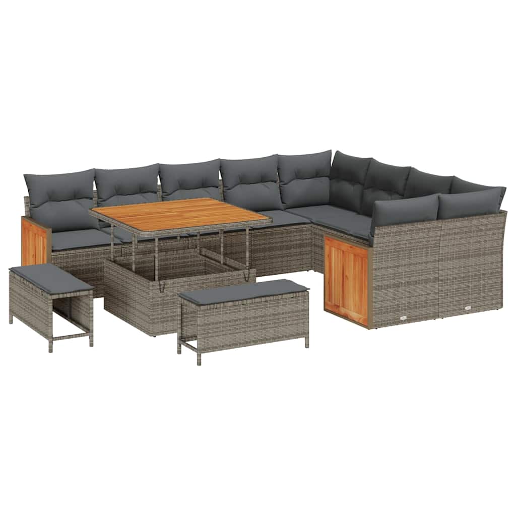 Garten-Sofa-Set 12 pcs Grau Dunkelgrau 100 x 100 x 71 cm
